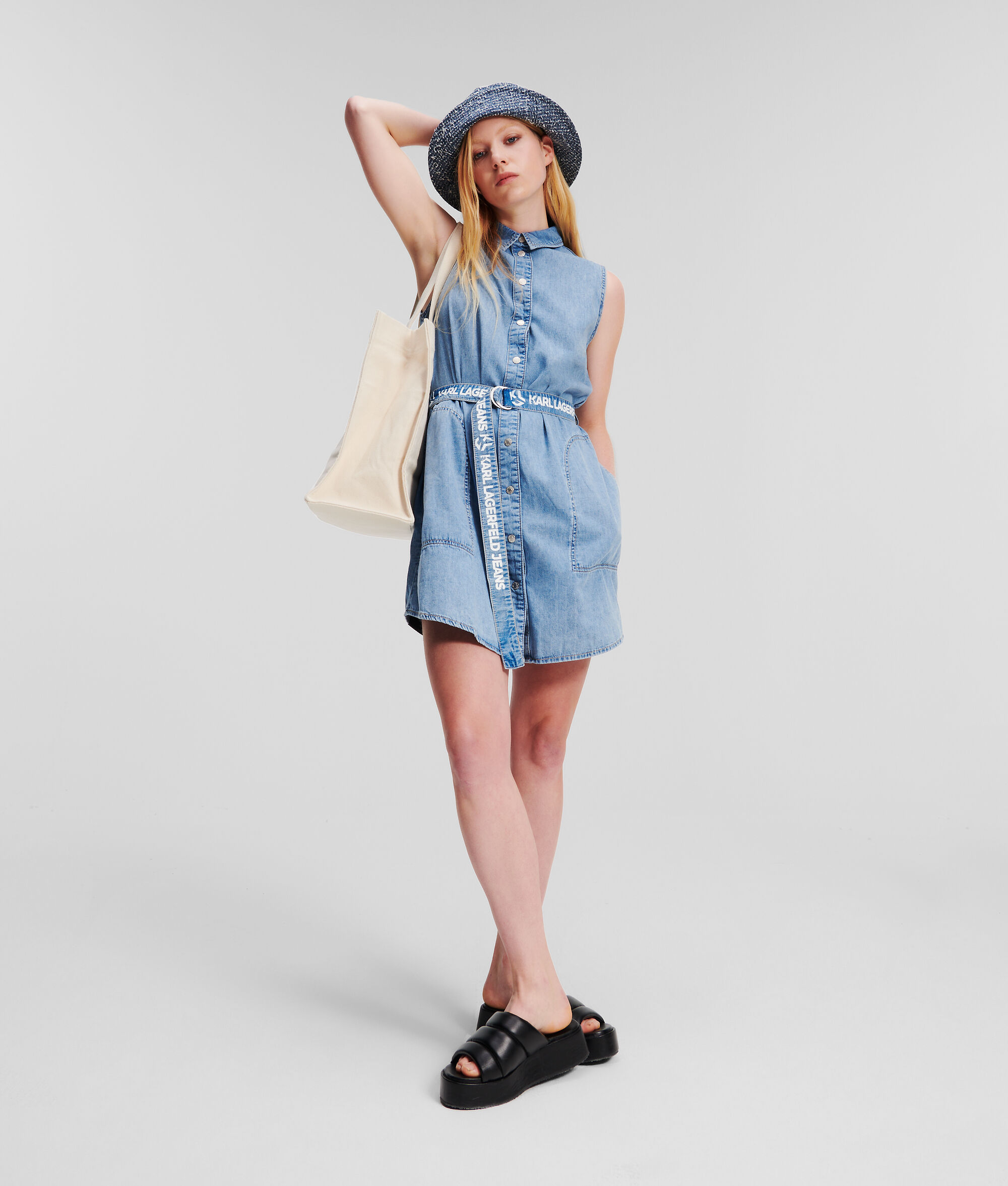 (image for) Colorful KLJ Sleeveless Denim Shirt Dress